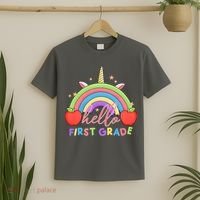 Hello First Grade Rainbow Back To School T-Shirt thumb 2