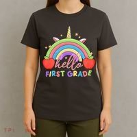 Hello First Grade Rainbow Back To School T-Shirt thumb 4