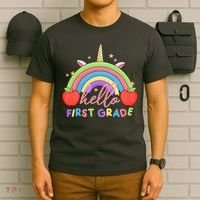 Hello First Grade Rainbow Back To School T-Shirt thumb 6