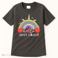 Hello First Grade Rainbow Back To School Tall T-Shirt thumb 0