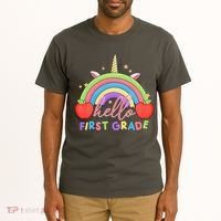 Hello First Grade Rainbow Back To School Tall T-Shirt thumb 2
