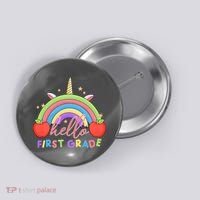Hello First Grade Rainbow Back To School Button thumb 0