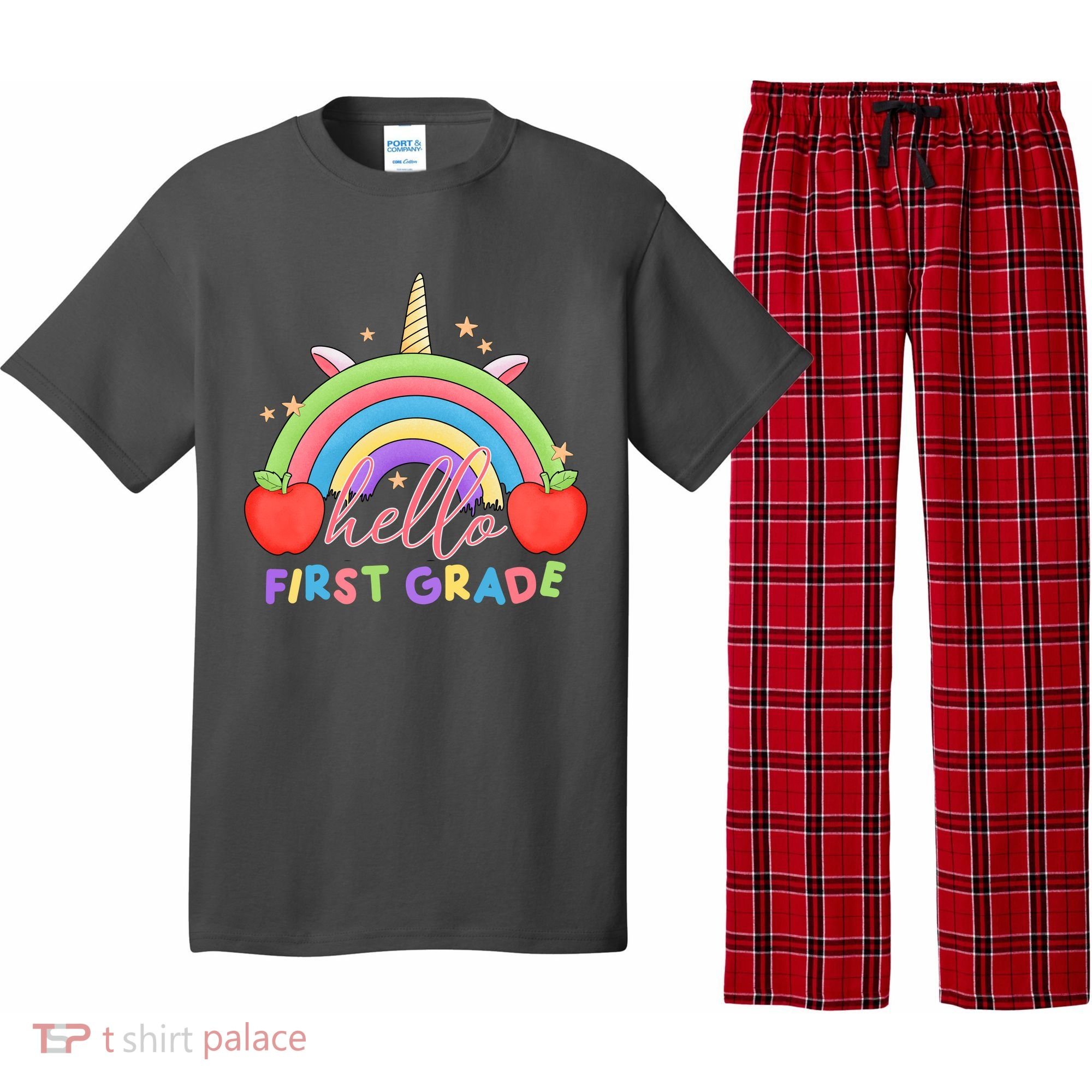 Hello First Grade Rainbow Back To School Pajama Set