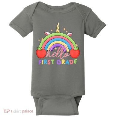 Hello First Grade Rainbow Back To School Baby Bodysuit