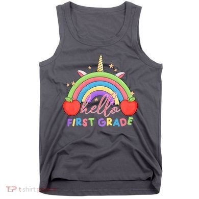 Hello First Grade Rainbow Back To School Tank Top