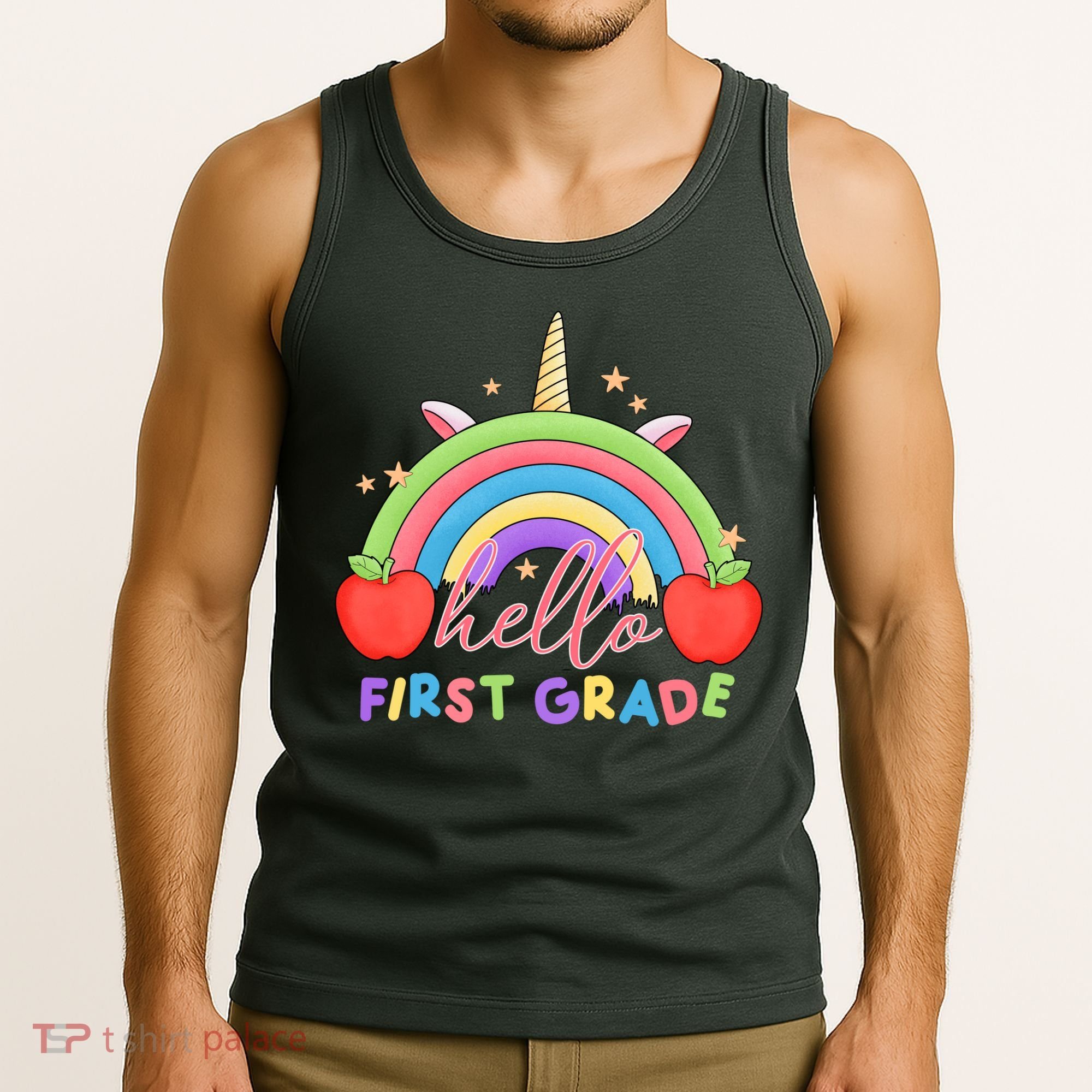 Hello First Grade Rainbow Back To School Tank Top