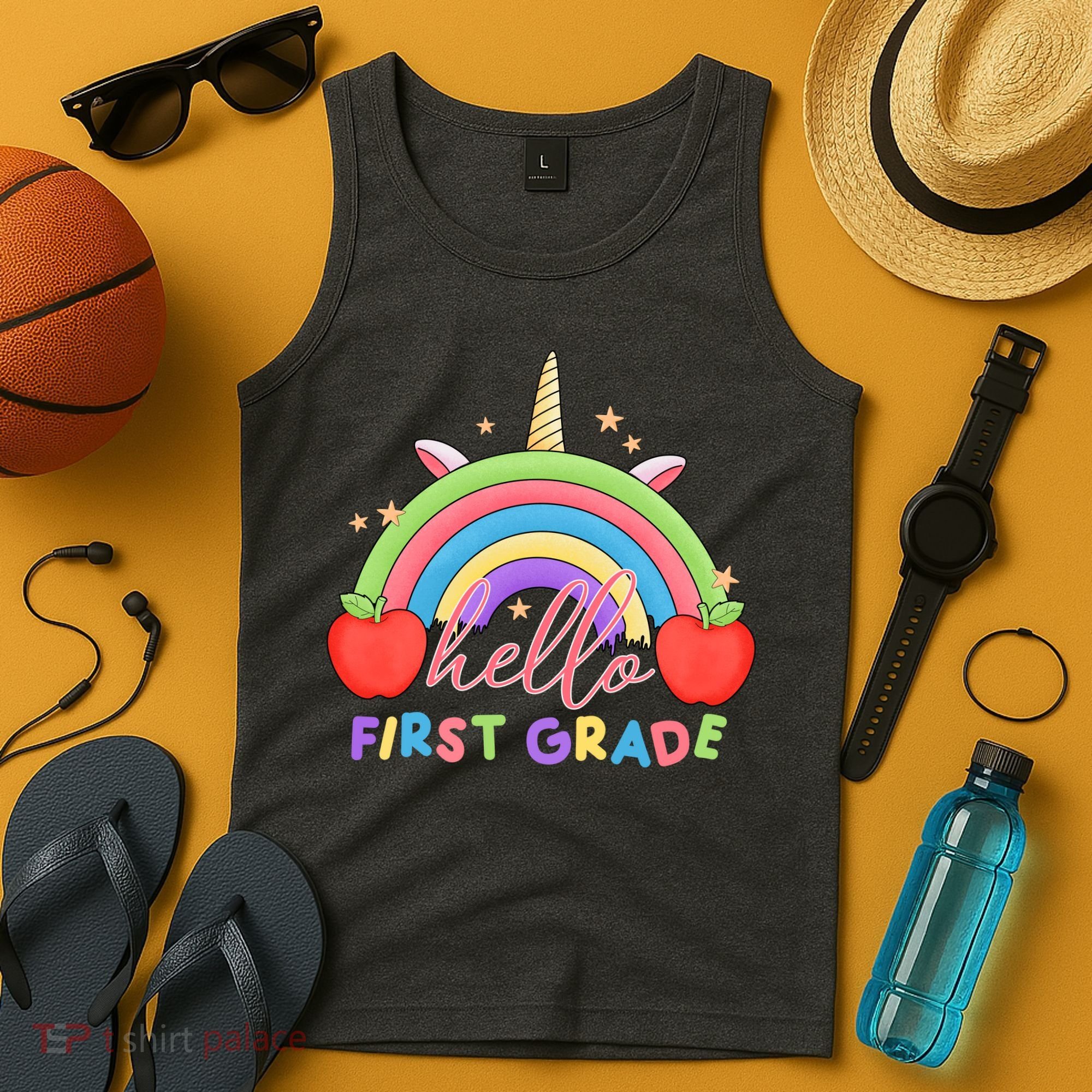 Hello First Grade Rainbow Back To School Tank Top
