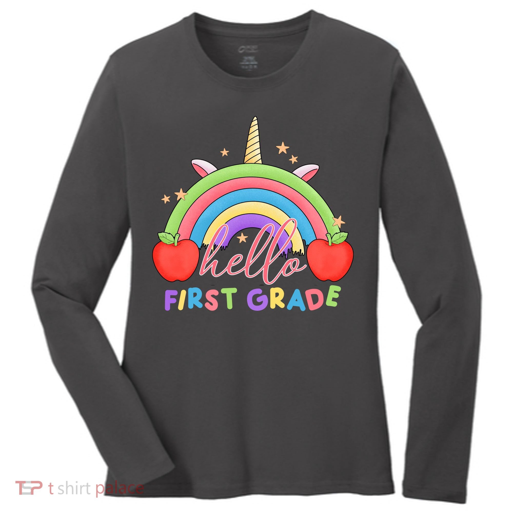 Hello First Grade Rainbow Back To School Women's Long Sleeve Shirt