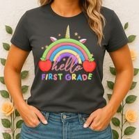 Hello First Grade Rainbow Back To School Women's T-Shirt thumb 2