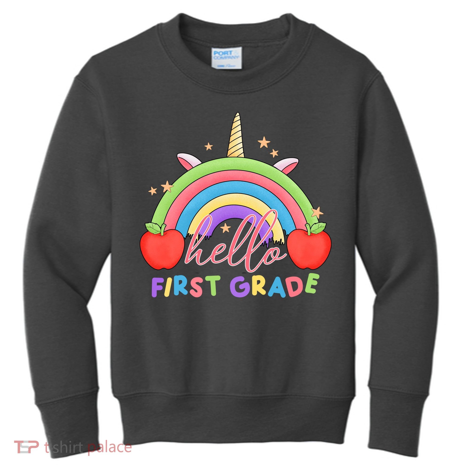 Hello First Grade Rainbow Back To School Kids Sweatshirt