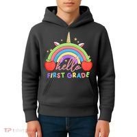Hello First Grade Rainbow Back To School Kids Hoodie thumb 4