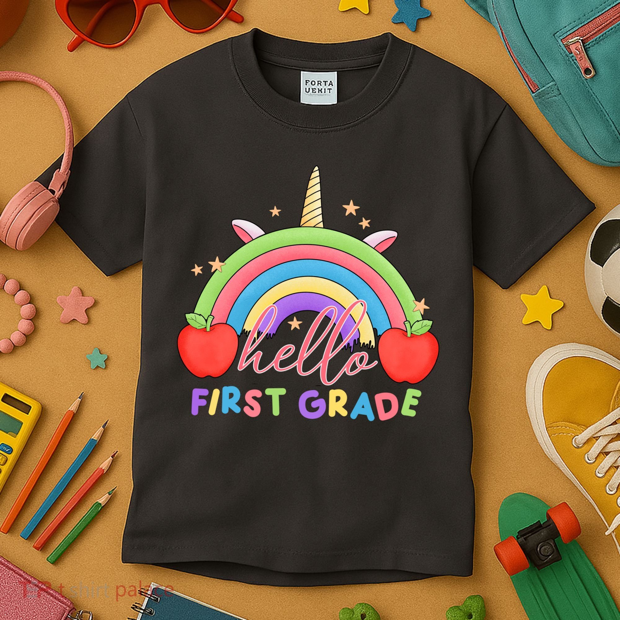Hello First Grade Rainbow Back To School Kids T-Shirt
