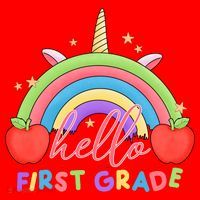 Hello First Grade Rainbow Back To School Santa Hat thumb 1