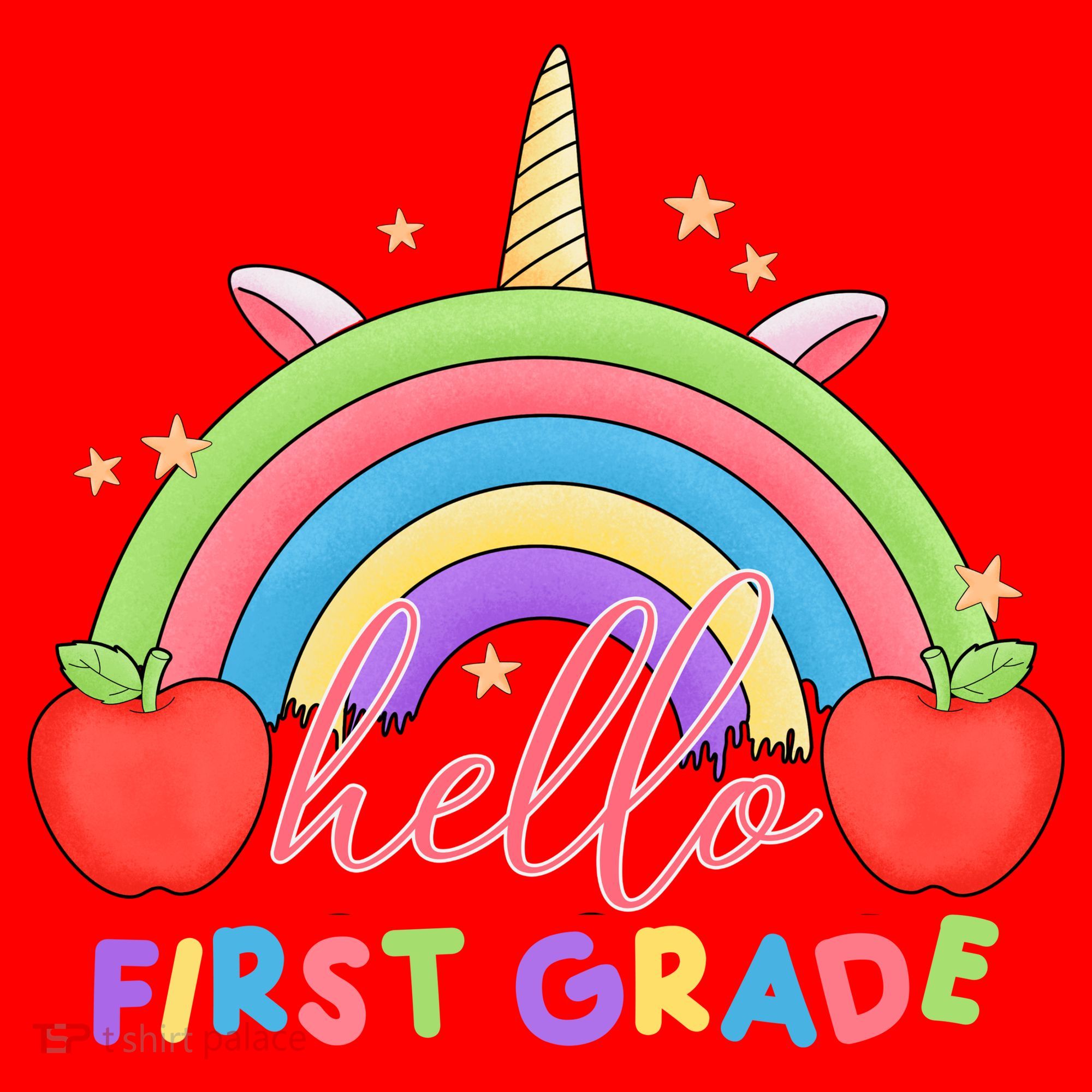 Hello First Grade Rainbow Back To School Santa Hat