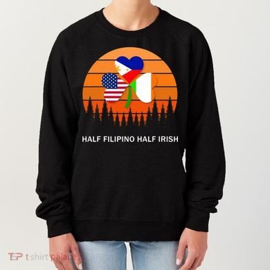 Half Filipino Half Irish St Patrick Day Retro Vintage Sunset Women's Sweatshirt