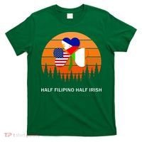 Half Filipino Half Irish St Patrick Day Retro Vintage Sunset T-Shirt thumb 0