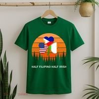 Half Filipino Half Irish St Patrick Day Retro Vintage Sunset T-Shirt thumb 2
