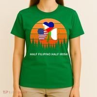 Half Filipino Half Irish St Patrick Day Retro Vintage Sunset T-Shirt thumb 4
