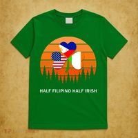Half Filipino Half Irish St Patrick Day Retro Vintage Sunset T-Shirt thumb 5