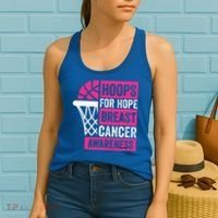 Hoops For Hope Basketball Family Breast Cancer Awareness Women's Tank Top thumb 2