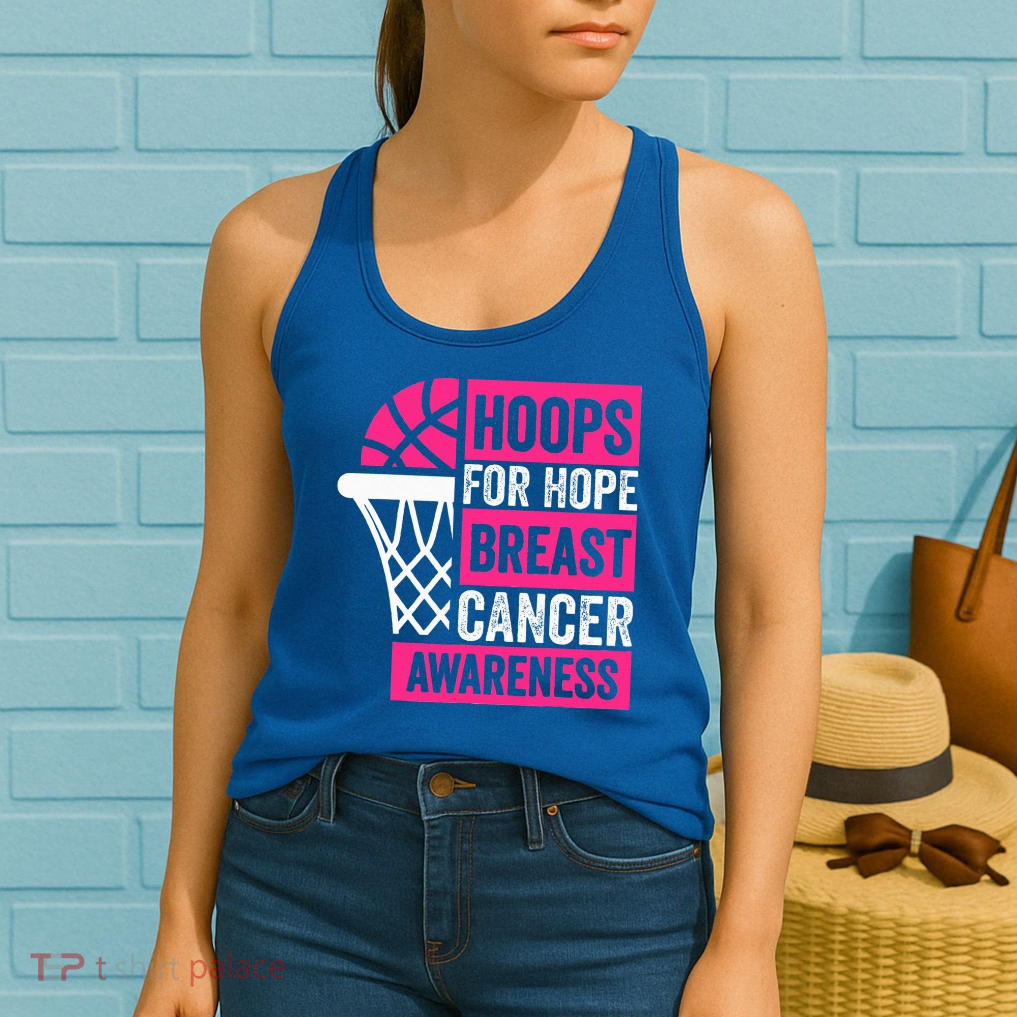 Hoops For Hope Basketball Family Breast Cancer Awareness Women's Tank Top
