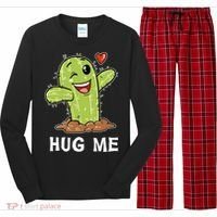 Hugs Free Hug Me Cacti Prickly Cactus Not A Hugger Hugging Funny Gift Long Sleeve Pajama Set thumb 0