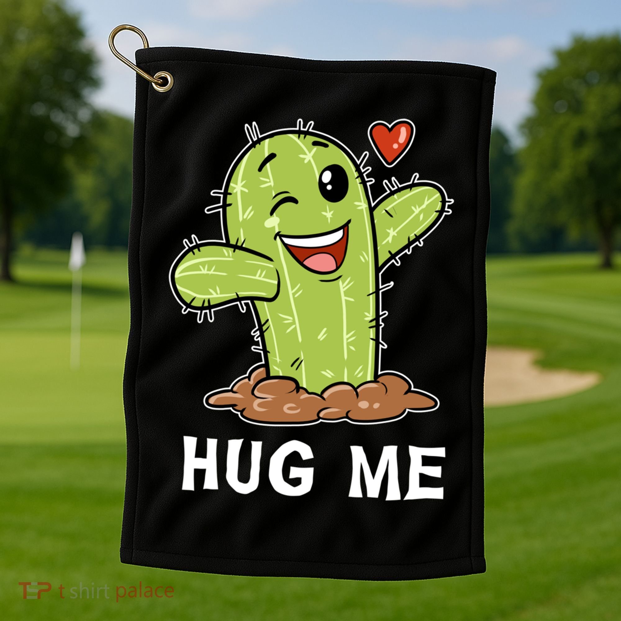 Hugs Free Hug Me Cacti Prickly Cactus Not A Hugger Hugging Funny Gift Golf Towel
