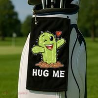 Hugs Free Hug Me Cacti Prickly Cactus Not A Hugger Hugging Funny Gift Golf Towel thumb 2