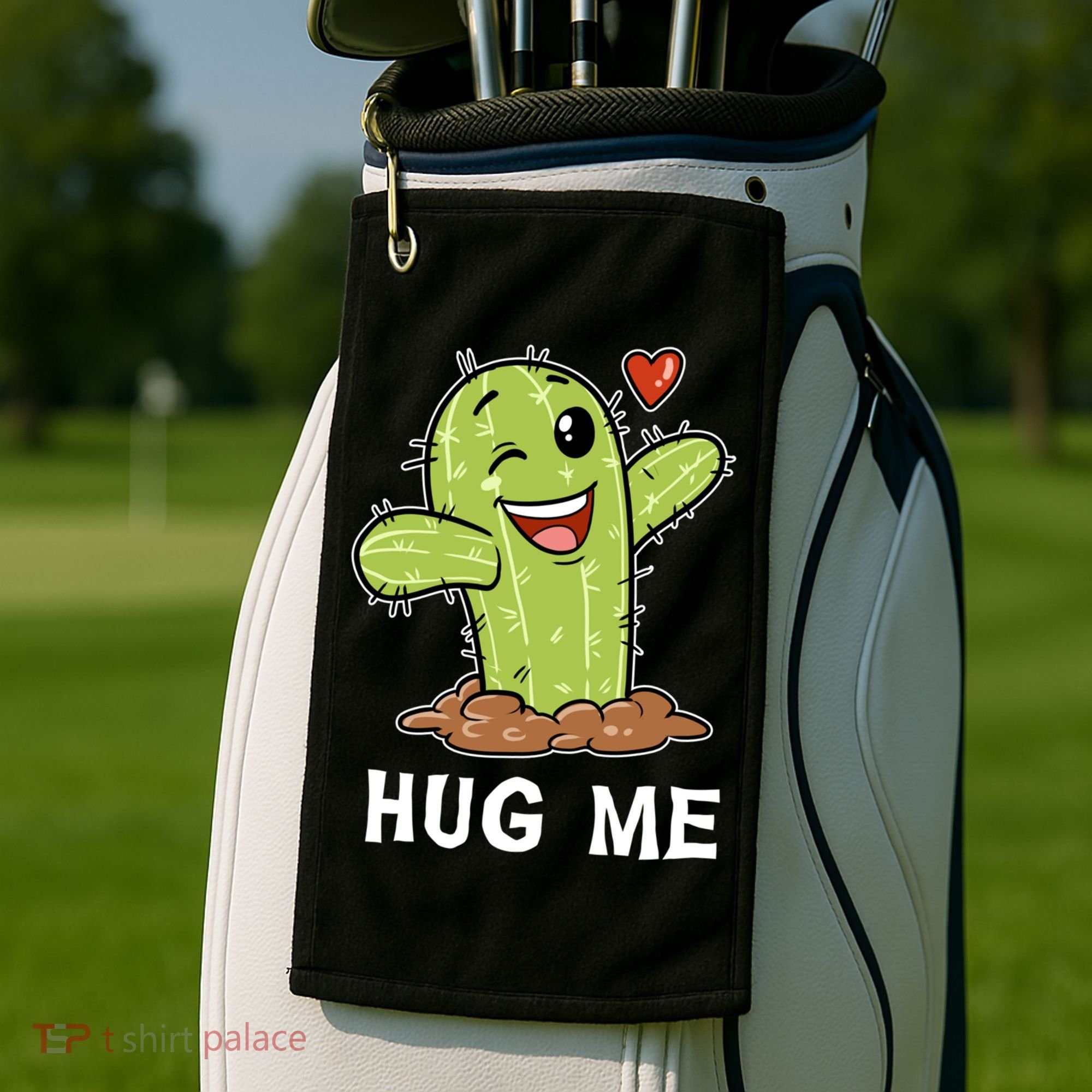 Hugs Free Hug Me Cacti Prickly Cactus Not A Hugger Hugging Funny Gift Golf Towel