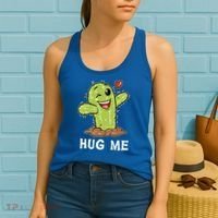 Hugs Free Hug Me Cacti Prickly Cactus Not A Hugger Hugging Funny Gift Women's Tank Top thumb 2