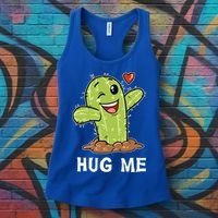 Hugs Free Hug Me Cacti Prickly Cactus Not A Hugger Hugging Funny Gift Women's Tank Top thumb 3
