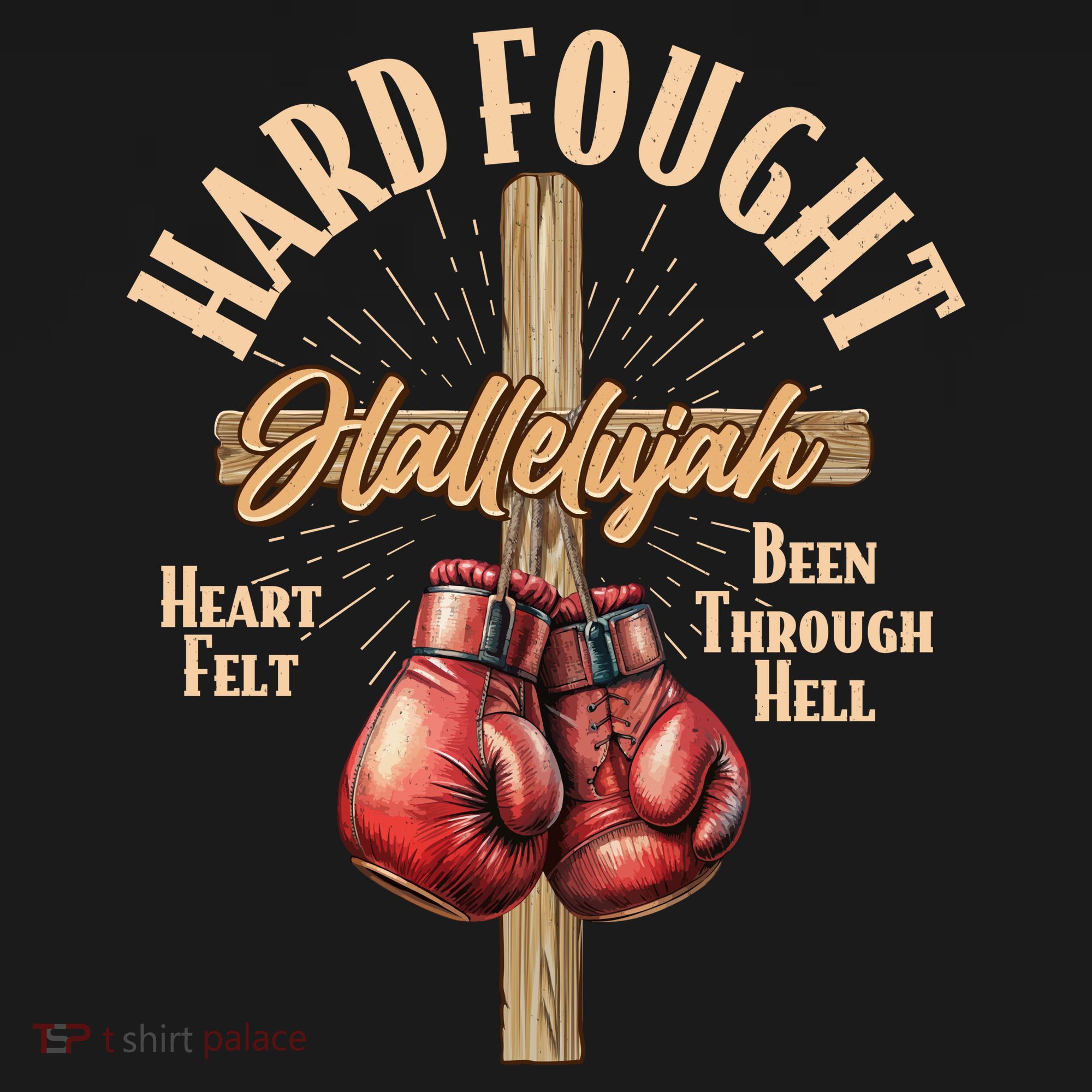 Hard Fought Hallelujah Heart Felt Been Through Hell Cross Boxing Gloves Women's Tank Top