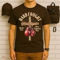 Hard Fought Hallelujah Heart Felt Been Through Hell Cross Boxing Gloves T-Shirt thumb 6