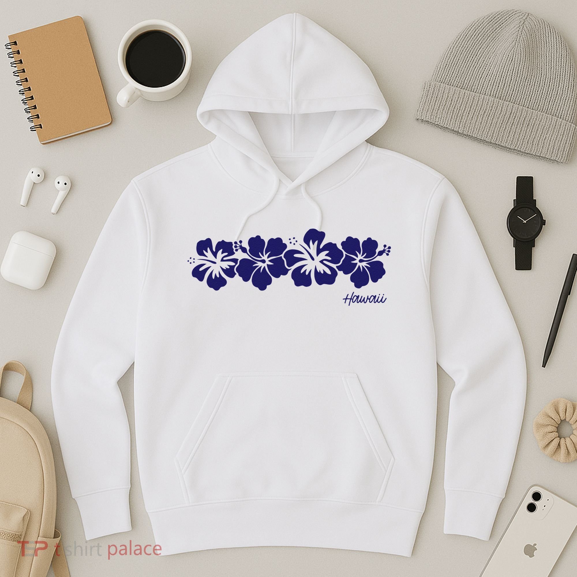 Hibiscus Flower Hawaii Aloha Hawaiian Retro Beach Hoodie