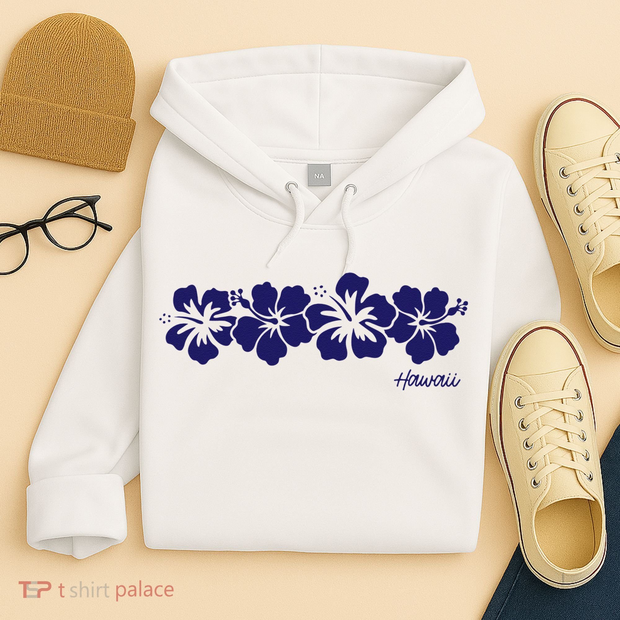 Hibiscus Flower Hawaii Aloha Hawaiian Retro Beach Hoodie