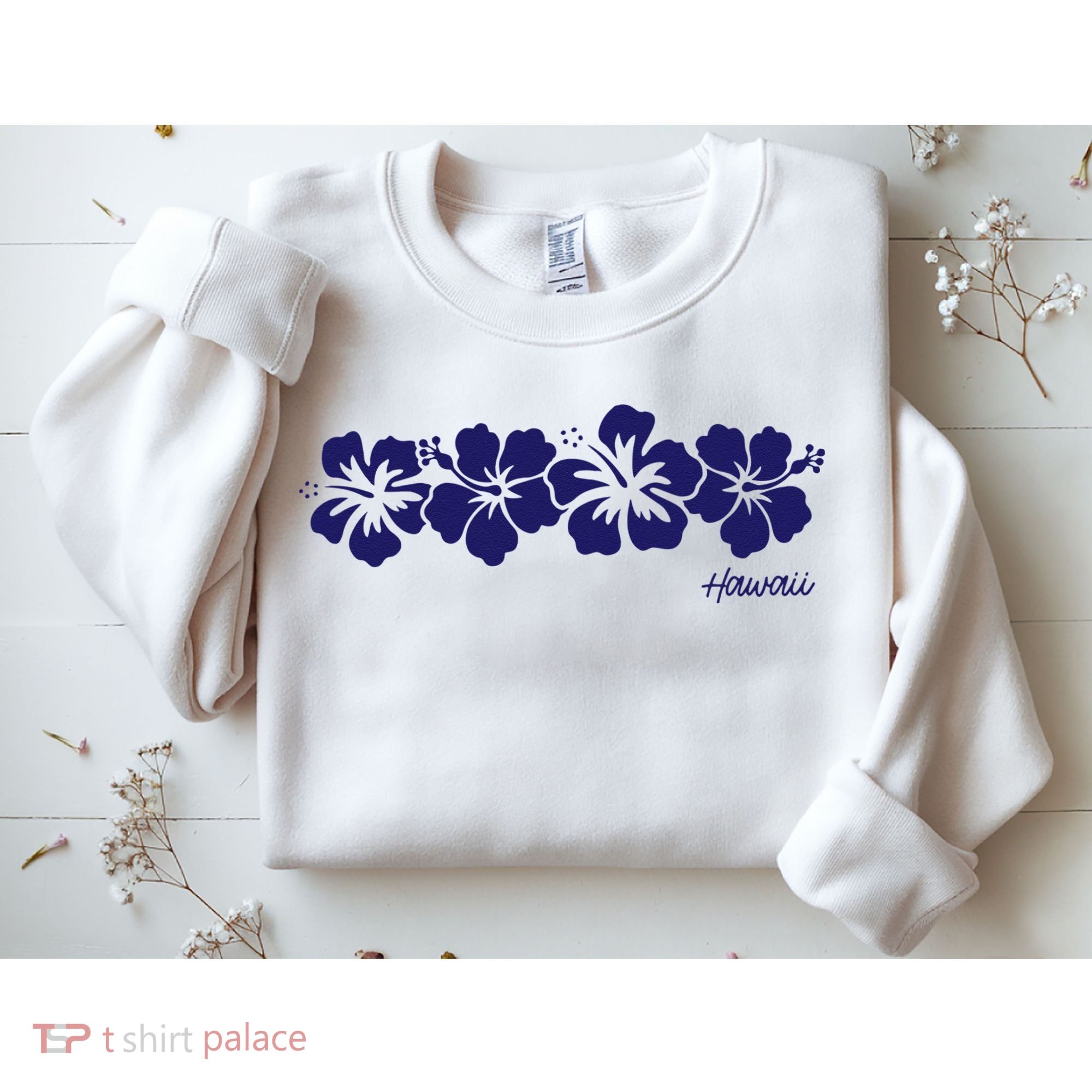 Hibiscus Flower Hawaii Aloha Hawaiian Retro Beach Sweatshirt
