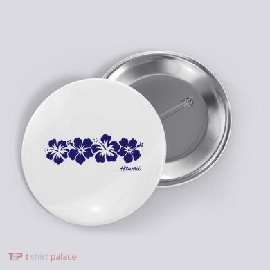 Hibiscus Flower Hawaii Aloha Hawaiian Retro Beach Button