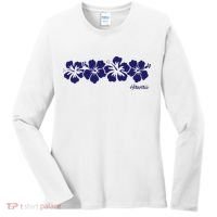 Hibiscus Flower Hawaii Aloha Hawaiian Retro Beach Women's Long Sleeve Shirt thumb 0