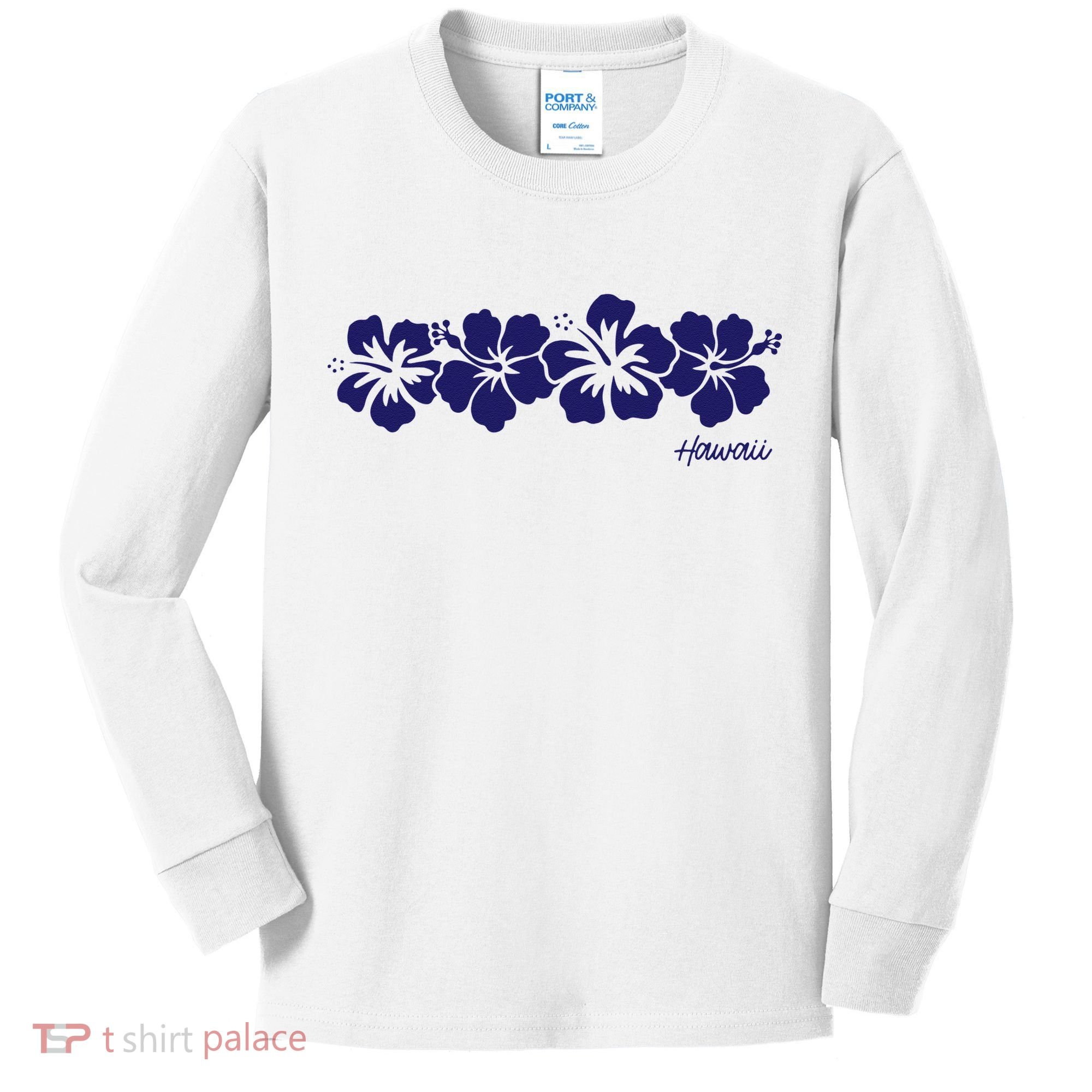 Hibiscus Flower Hawaii Aloha Hawaiian Retro Beach Kids Long Sleeve Shirt