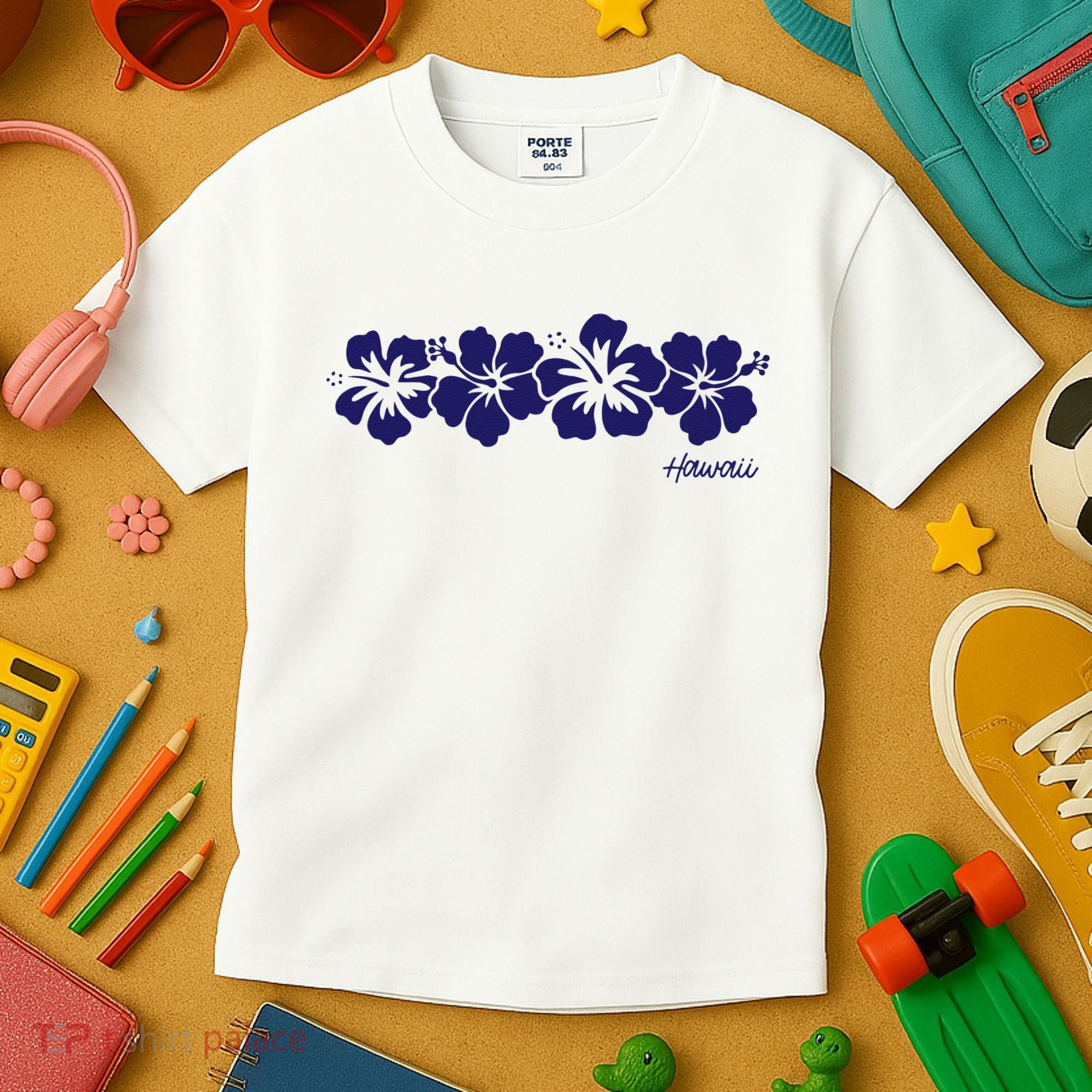 Hibiscus Flower Hawaii Aloha Hawaiian Retro Beach Kids T-Shirt