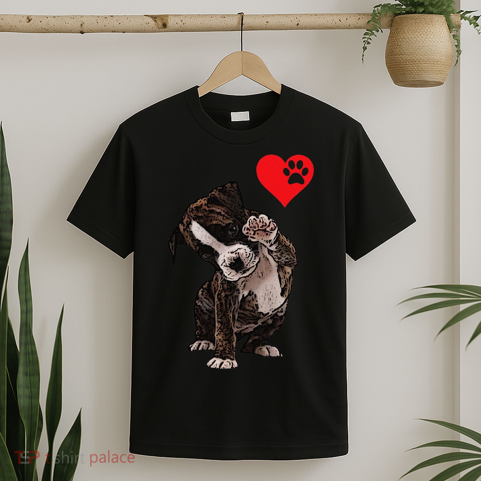 High Five Heart Bulldog Pup I Love Boxer Dog Lovers Bulldogs T-Shirt