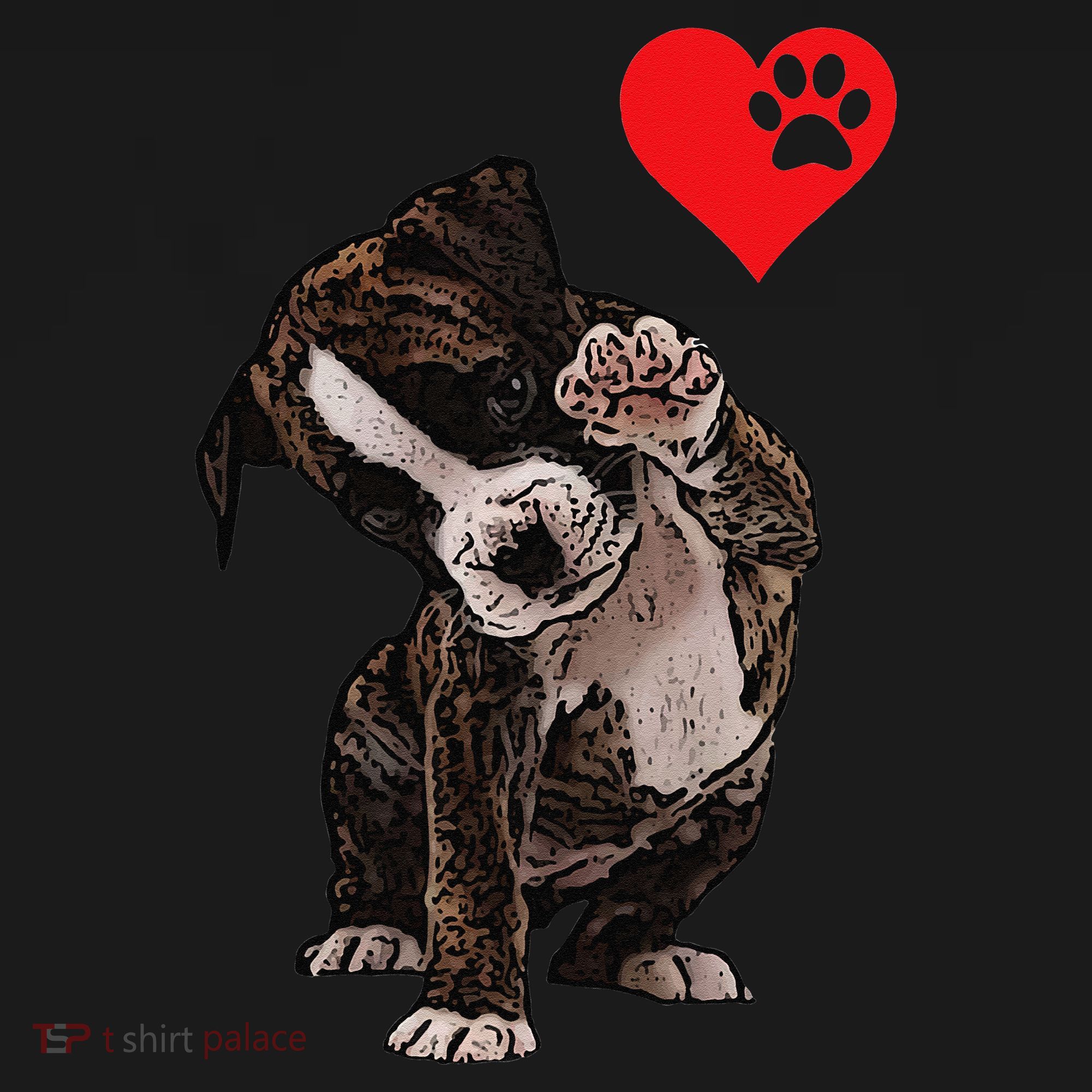 High Five Heart Bulldog Pup I Love Boxer Dog Lovers Bulldogs Women's Tank Top
