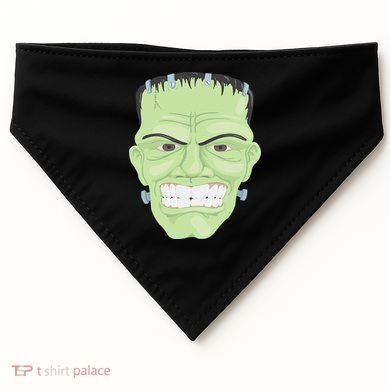 Halloween Frankenstein Head Terrifyingly Green Snarling Head USA-Made Doggie Bandana
