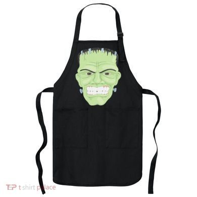 Halloween Frankenstein Head Terrifyingly Green Snarling Head Apron