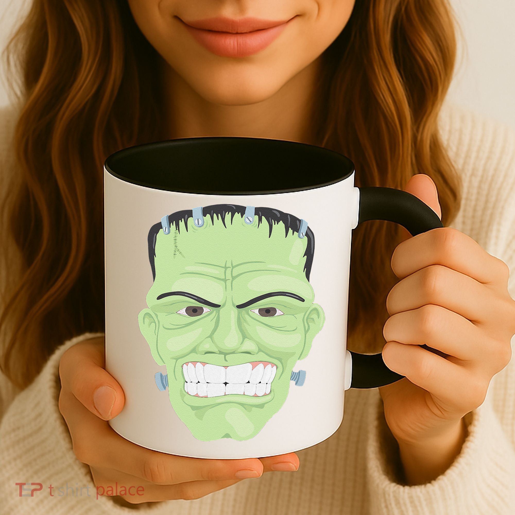 Halloween Frankenstein Head Terrifyingly Green Snarling Head Coffee Mug