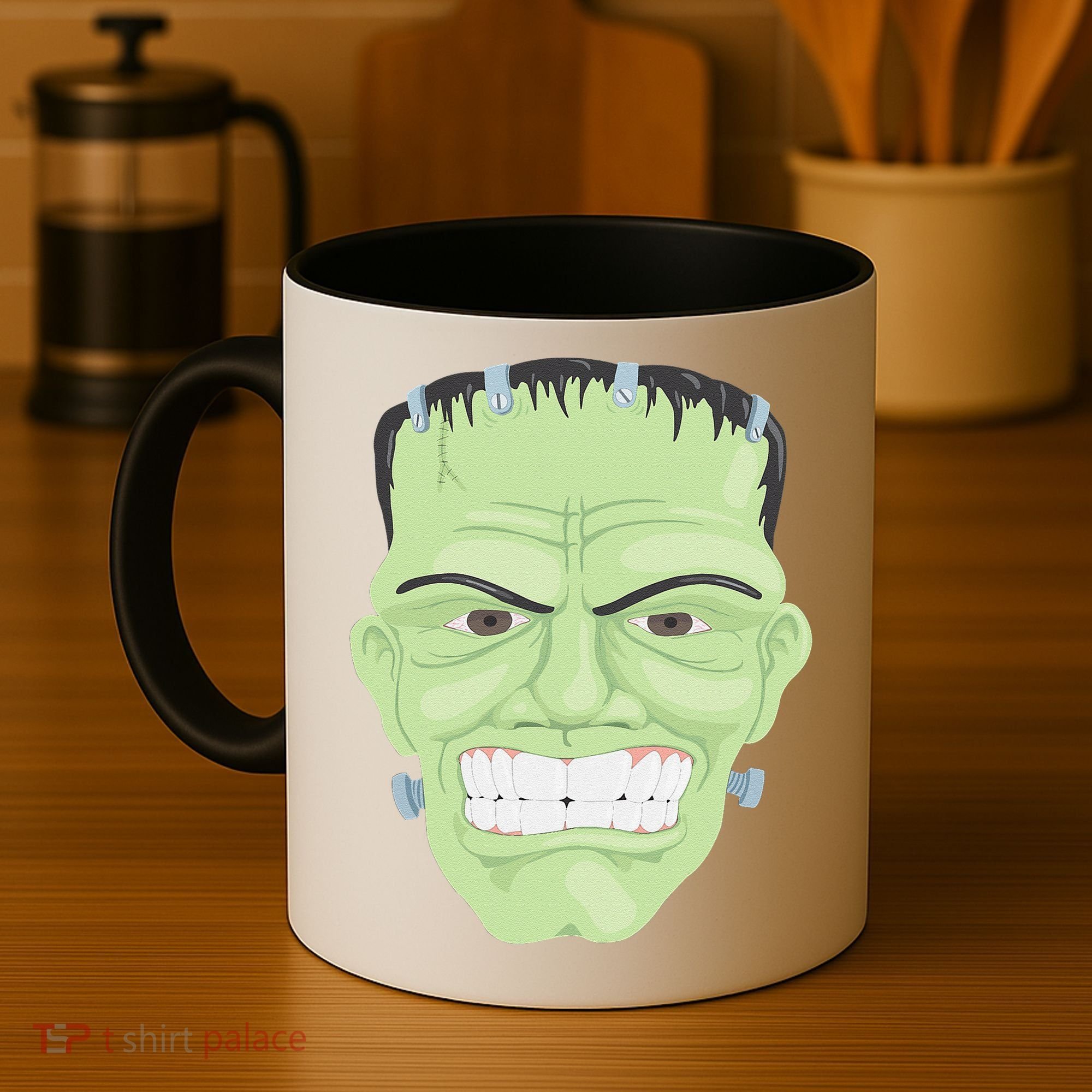 Halloween Frankenstein Head Terrifyingly Green Snarling Head Coffee Mug