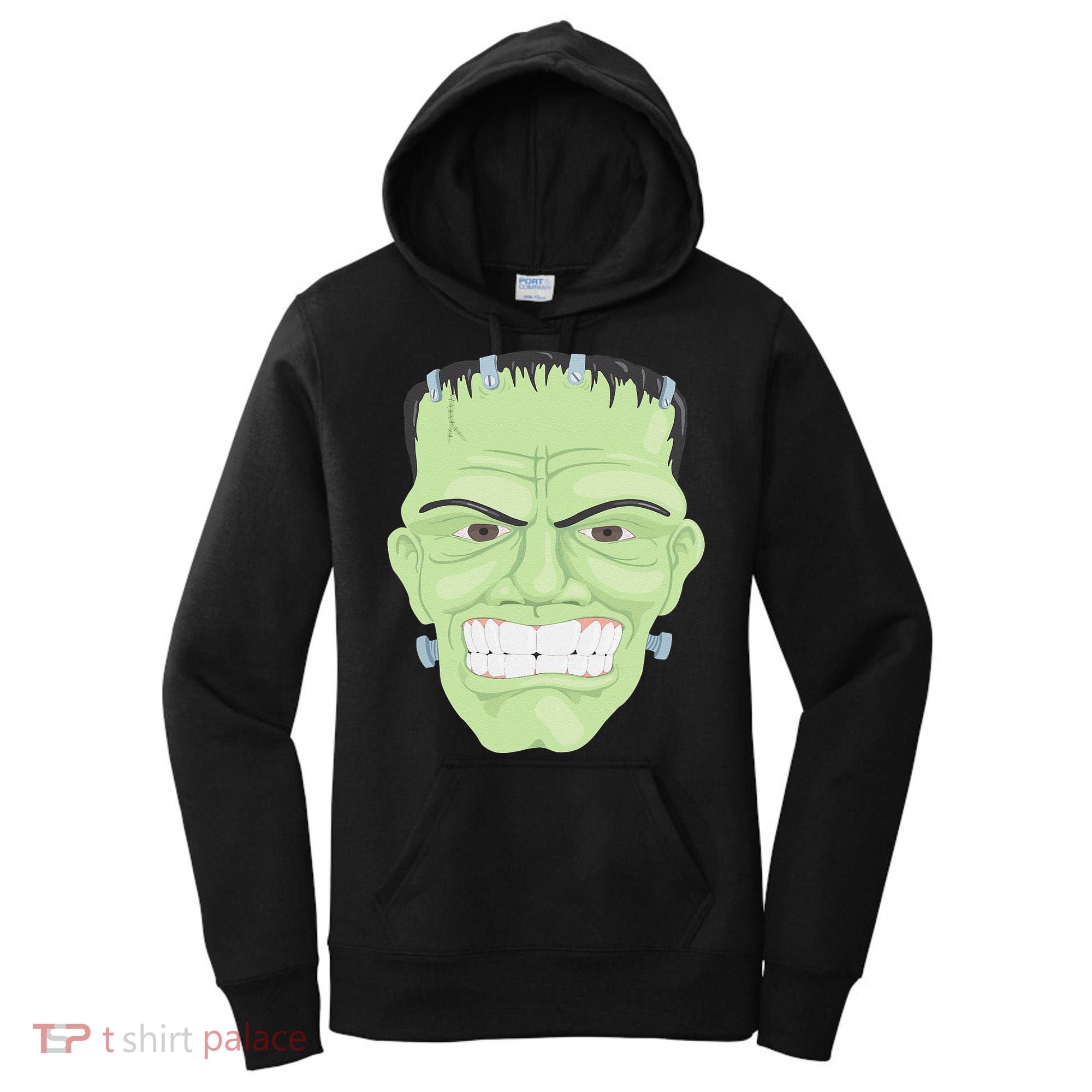 Halloween Frankenstein Head Terrifyingly Green Snarling Head Women's Hoodie