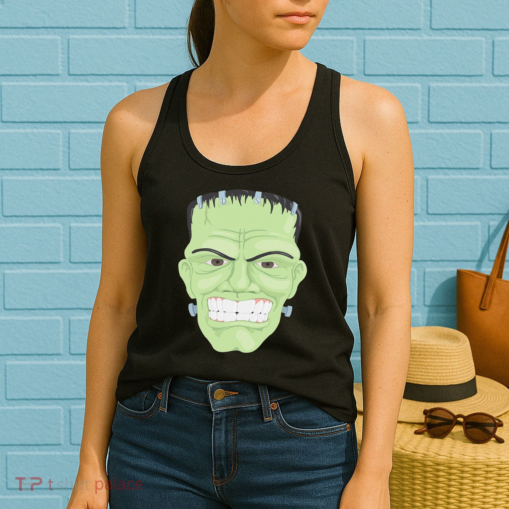 Halloween Frankenstein Head Terrifyingly Green Snarling Head Women's Tank Top