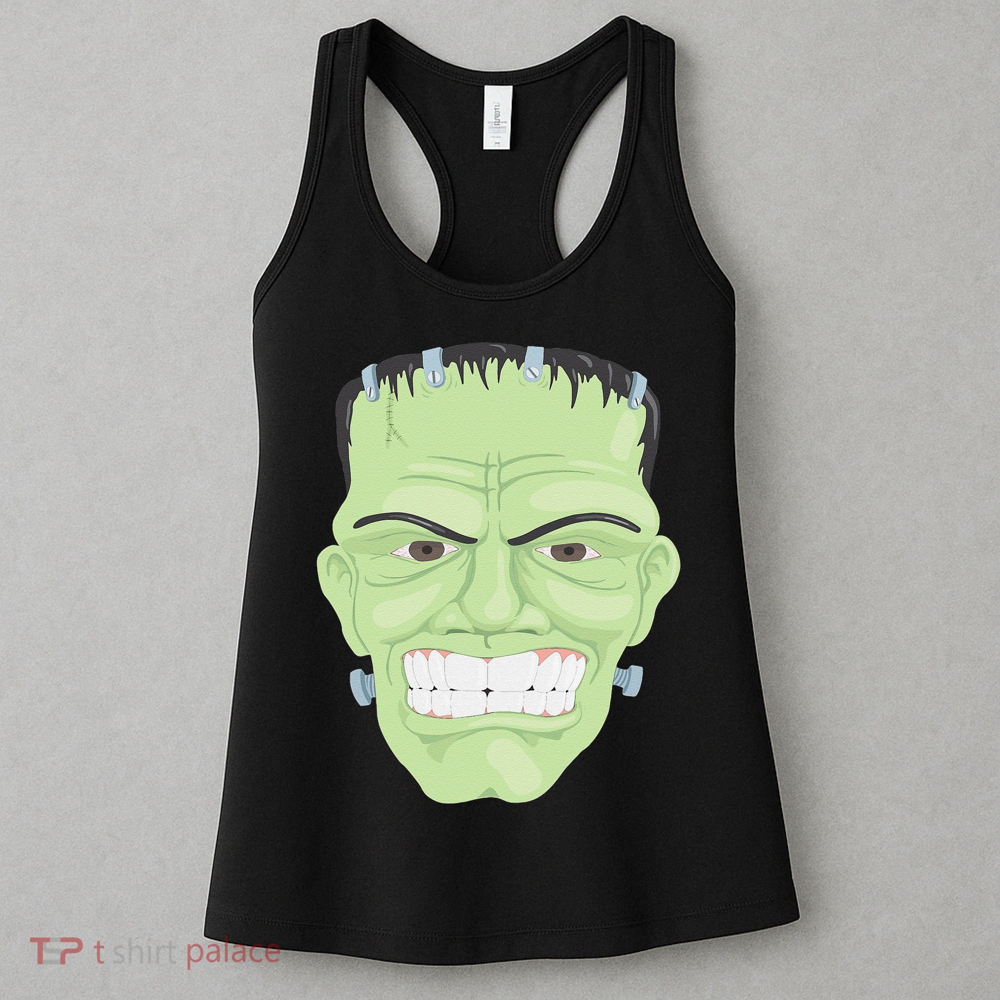 Halloween Frankenstein Head Terrifyingly Green Snarling Head Women's Tank Top