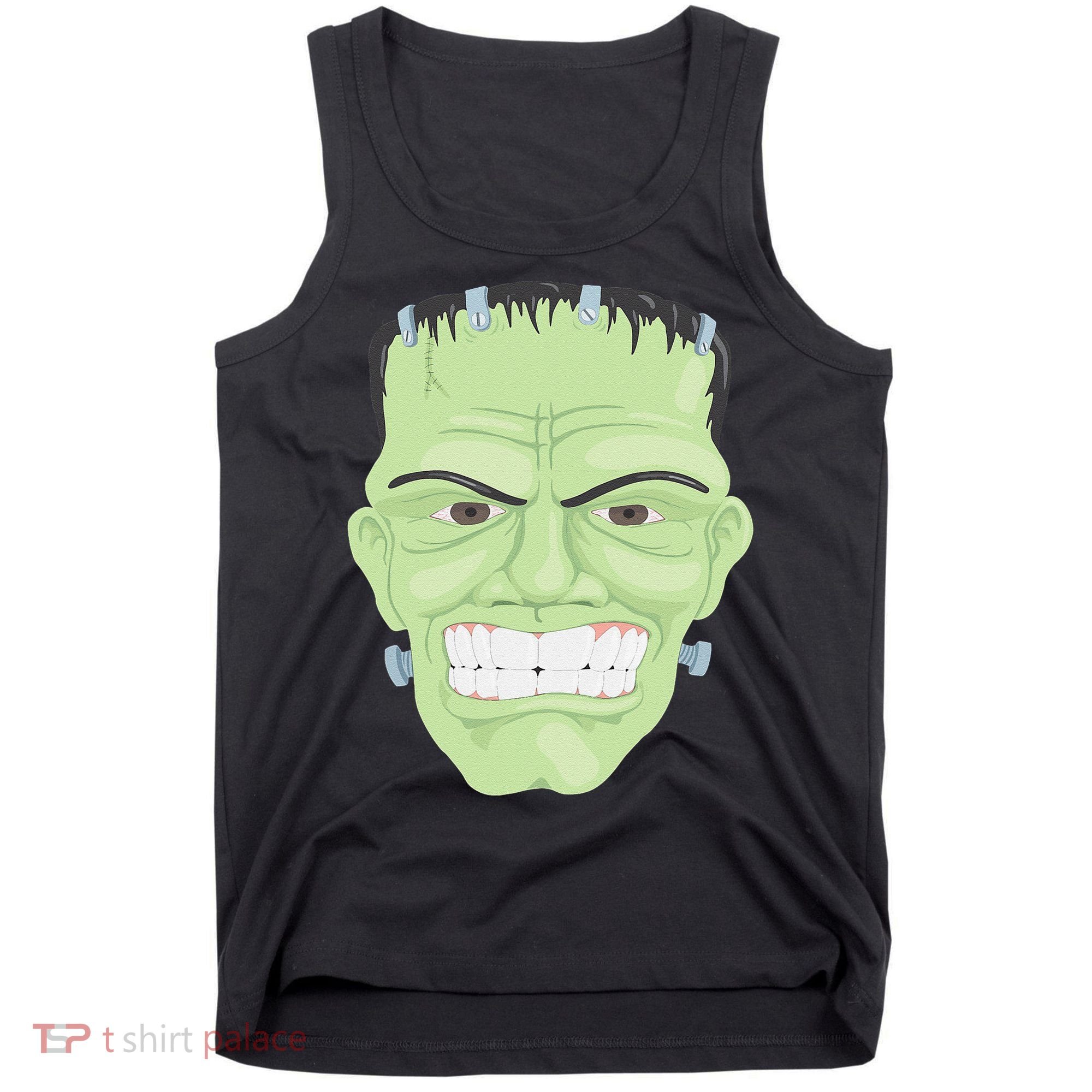 Halloween Frankenstein Head Terrifyingly Green Snarling Head Tank Top